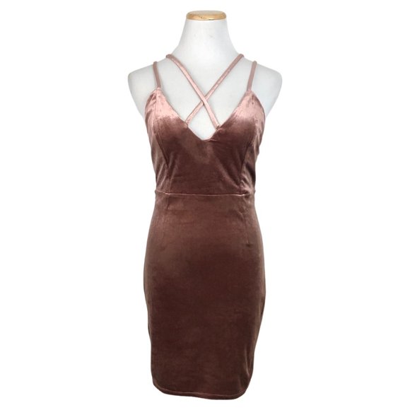 FOREVER 21 Dress Velour Micro Mini Rose Soft Plush Body Con Women's Size Small - Picture 1 of 5